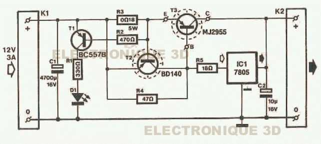 Alimentation 5 volts avec le LM 7805