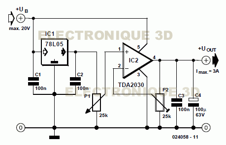 Régulateur de tension 3 Amperes réglable